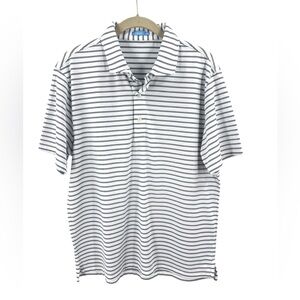 J McLaughlin Mens Polo Shirt Size Medium Striped Performance Golf Vacation Beach